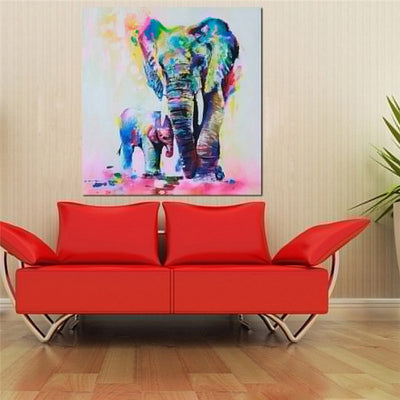 Elephant with Baby HD Canvas Painting - Giortazo