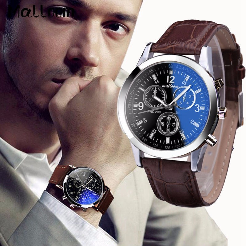 Luxury Blue Ray Glass  Analog Quartz Wristwatch for Men - Giortazo