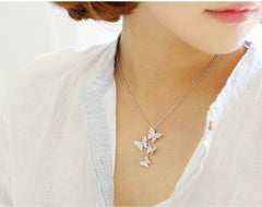 Sterling Silver Butterfly Pendant Necklace for Her - Giortazo