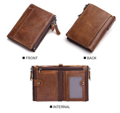 Classic Leather Coin Wallet for Men With Zipper - Giortazo