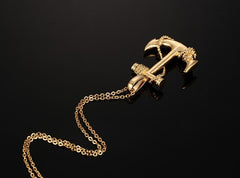 Stainless Steel Gold Titanium-Plated Anchor Pendant Necklace for Men - Giortazo