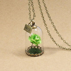 Beautiful Rose Retro Glass Vial Necklace Butterfly Wish Necklace - Giortazo