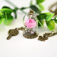 Beautiful Rose Retro Glass Vial Necklace Butterfly Wish Necklace - Giortazo