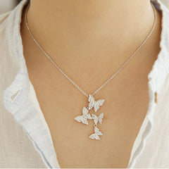 Sterling Silver Butterfly Pendant Necklace for Her - Giortazo