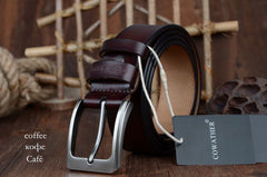 Vintage Pure Leather Belt with Strap Pin Buckle for Men - Giortazo