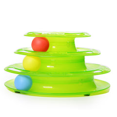 Three-Level Plastic Tower Tracks Disc Play Station for Pets - Giortazo
