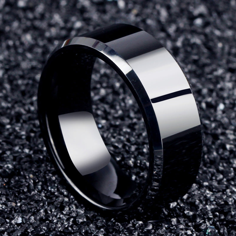 Classic Charm Stainless Steel Black Ring - Giortazo