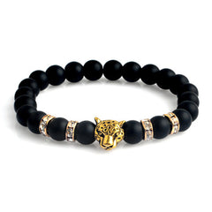 Charm Bracelet with Natural Onyx Stone Beads - Giortazo