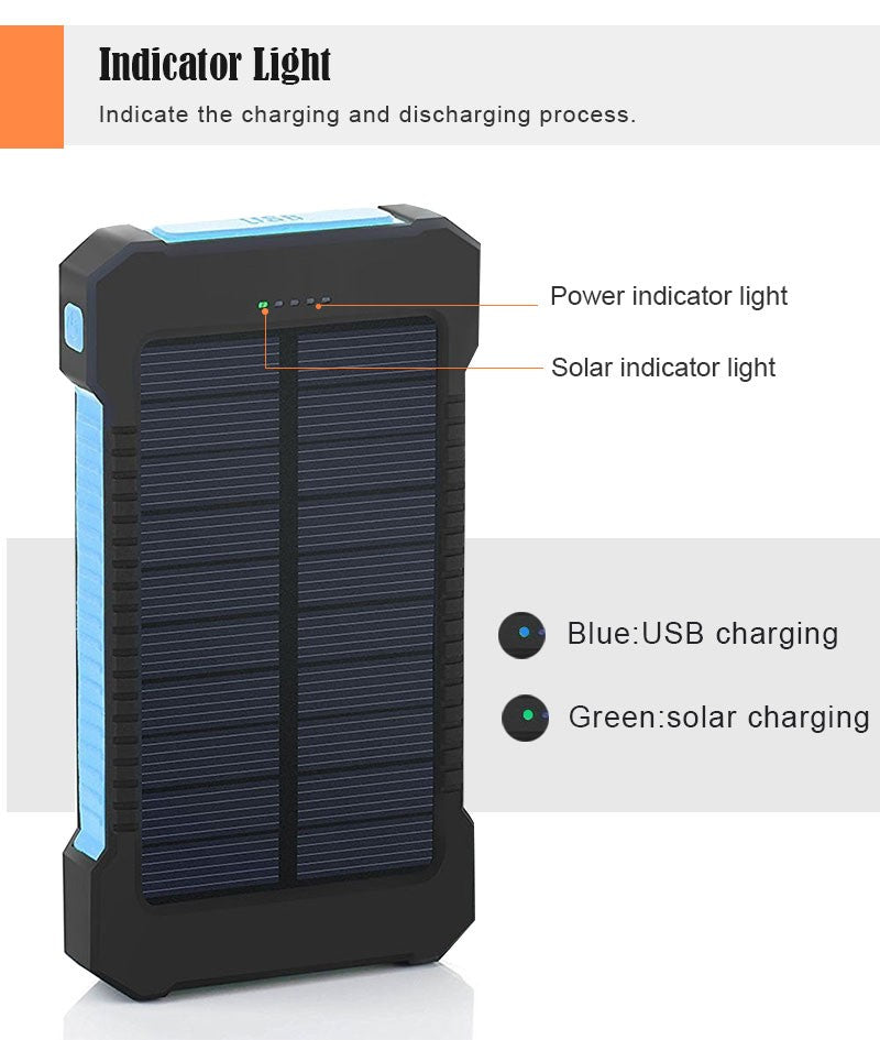 Solar Power Bank Dual USB 20000mAh External Battery - Giortazo