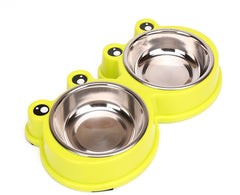 Eco-Friendly  Stainless Steel with Plastic Stopper Combo Dog Bowl - Giortazo