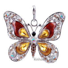 Gorgeous Rhinestone Butterfly Pendant Necklace - Giortazo