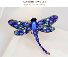 Extravagant Colorful Rhinestone Dragonfly Brooch - Giortazo