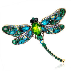 Extravagant Colorful Rhinestone Dragonfly Brooch - Giortazo